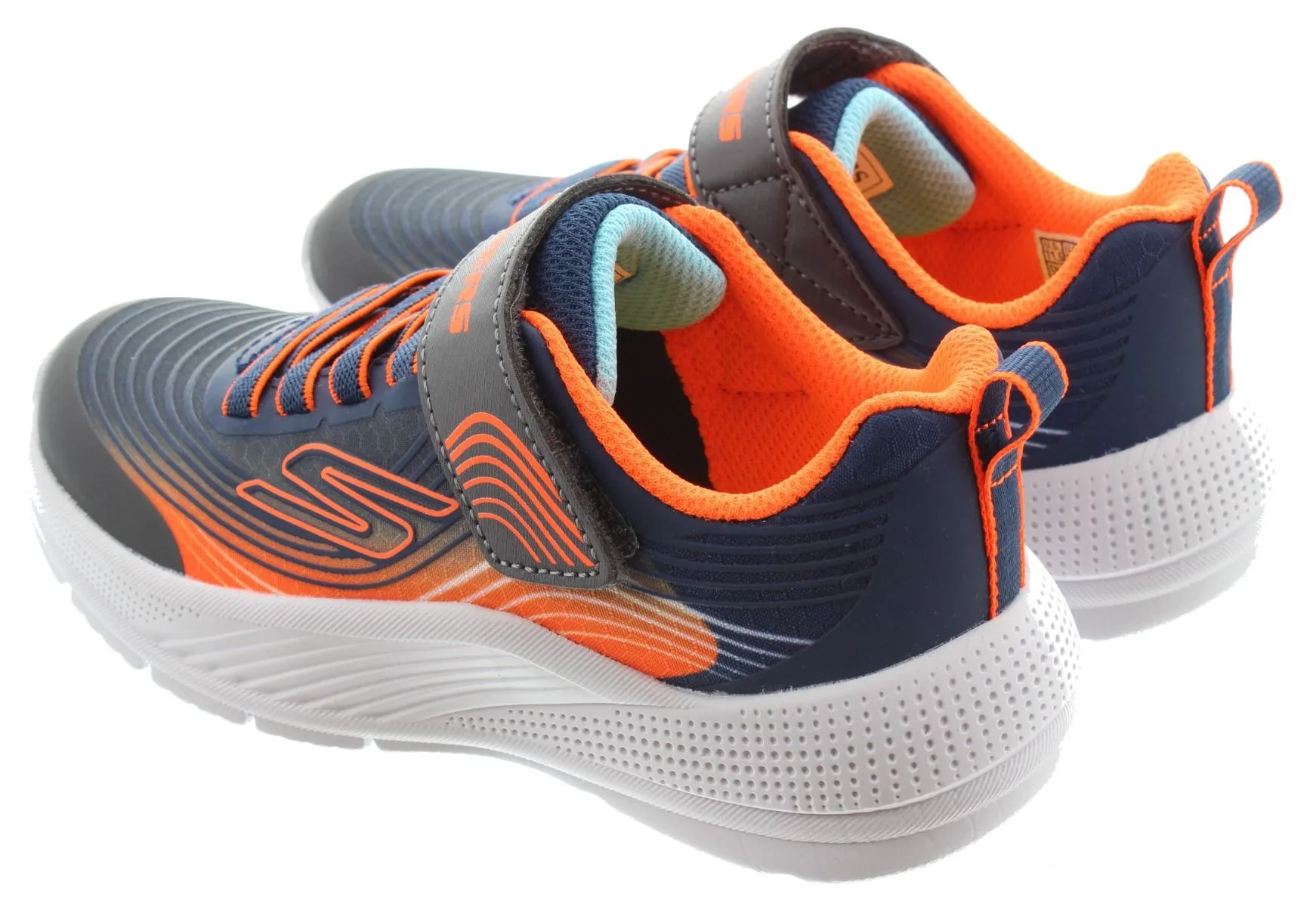 SKECHERS Kids 403926L Microspec Advance Trainers In Navy And Orange