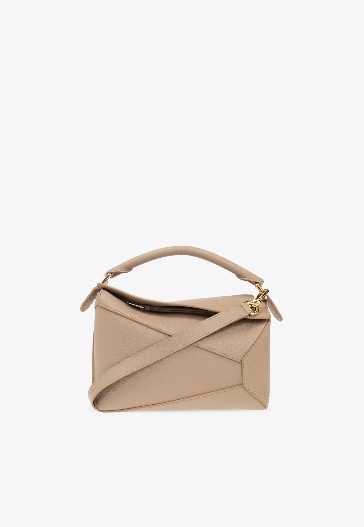 Small Puzzle Leather Top Handle Bag