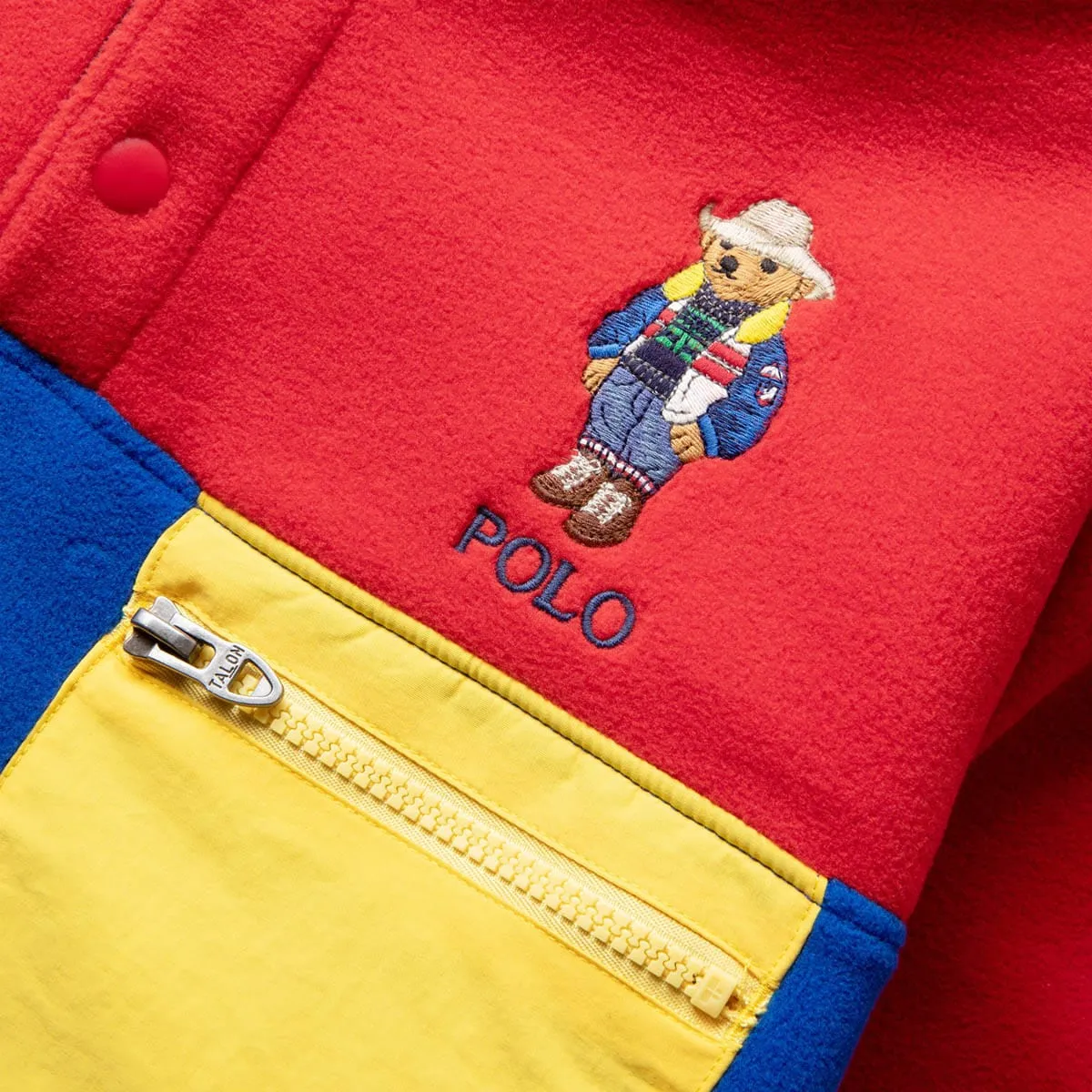 SNAP MOCK NECK COLORBLOCK PULLOVER RED/ROYAL BLUE | Bodega