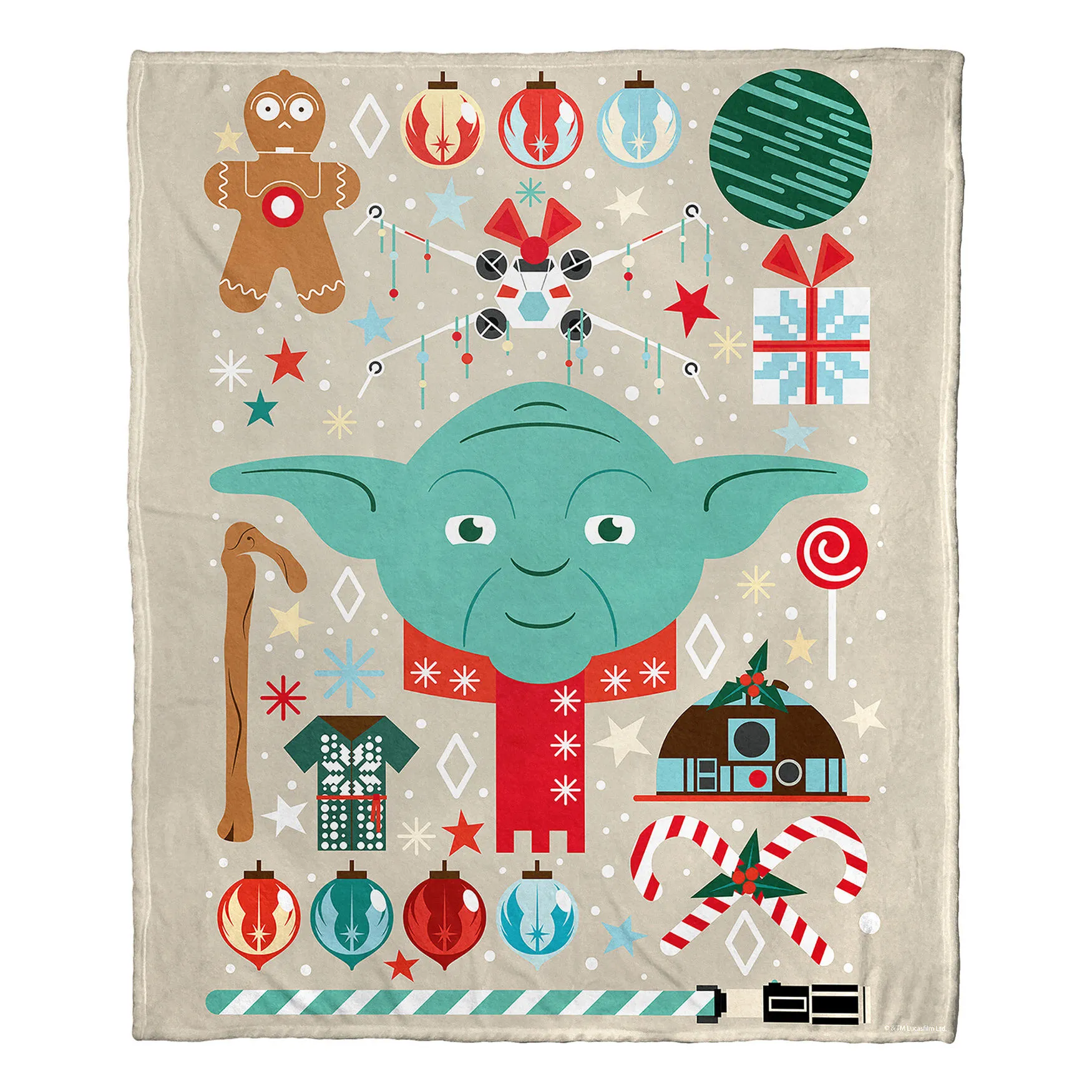 Star Wars Yoda Xmas Silk Touch Throw Blanket