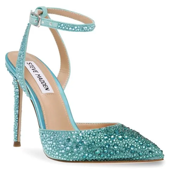 Steve Madden Revert-S Aruba Blue Metallic Fabric W/Matchin Sandals