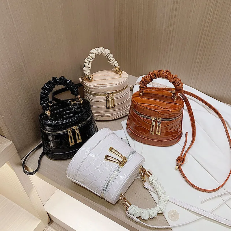 Stone Crocodile Pattern Bucket Bag