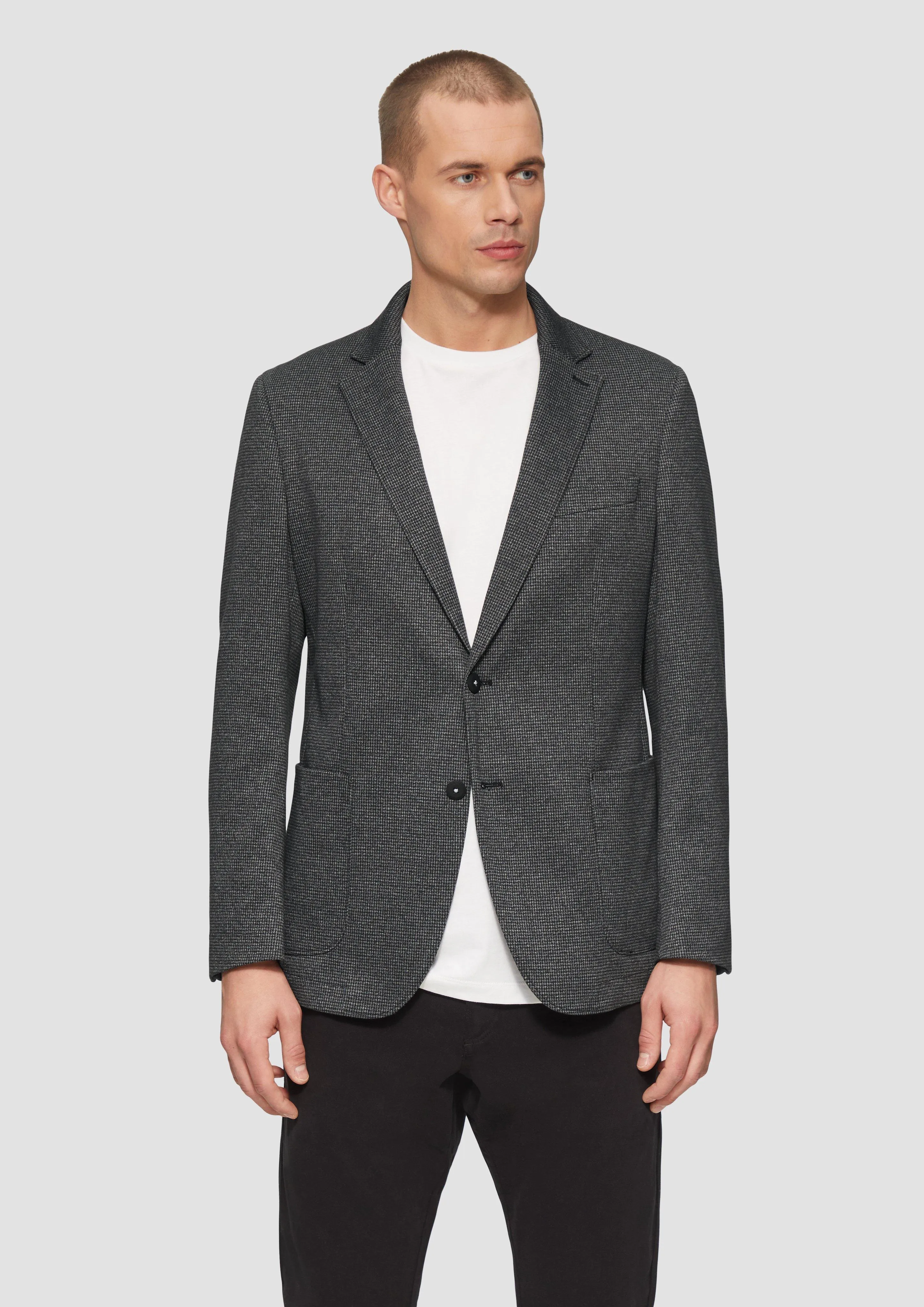 Stretch jersey sports jacket with a houndstooth pattern