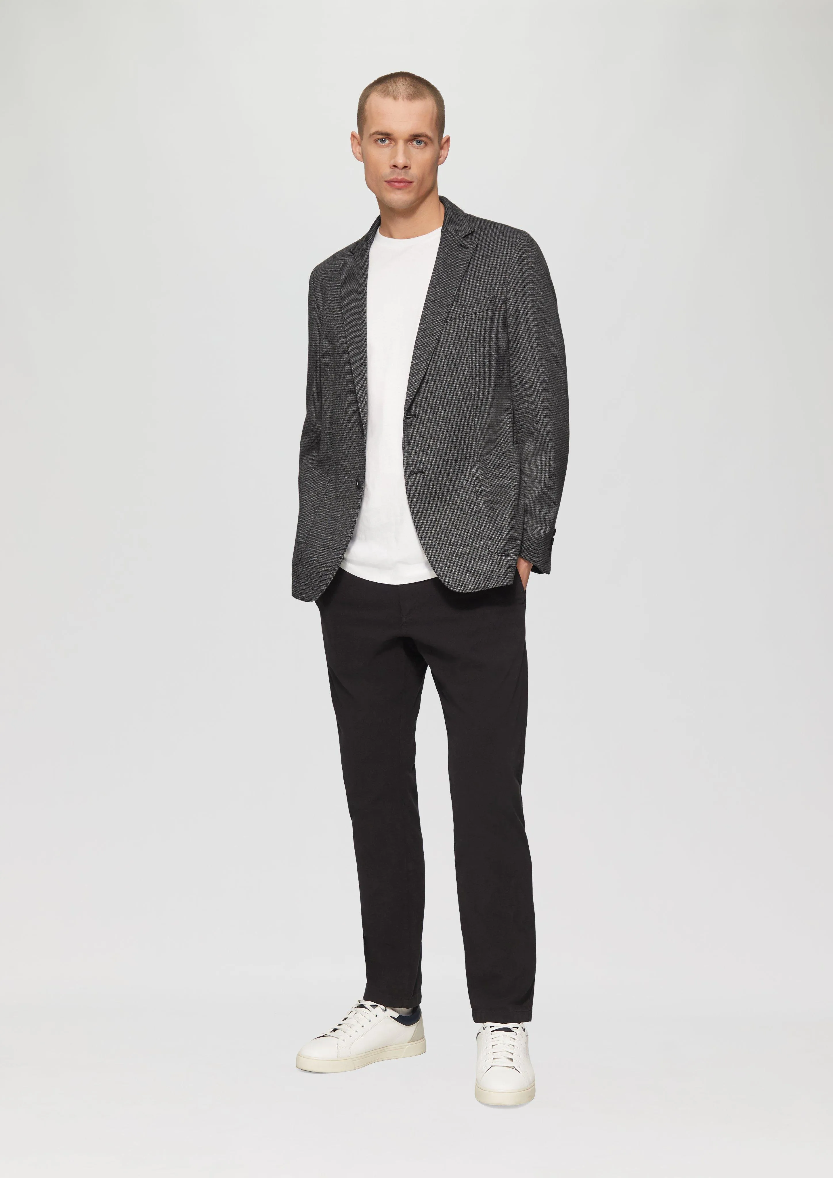 Stretch jersey sports jacket with a houndstooth pattern