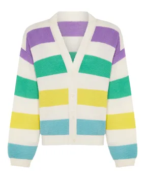 Striped Dropped Shoulder Cardigan Multicolour