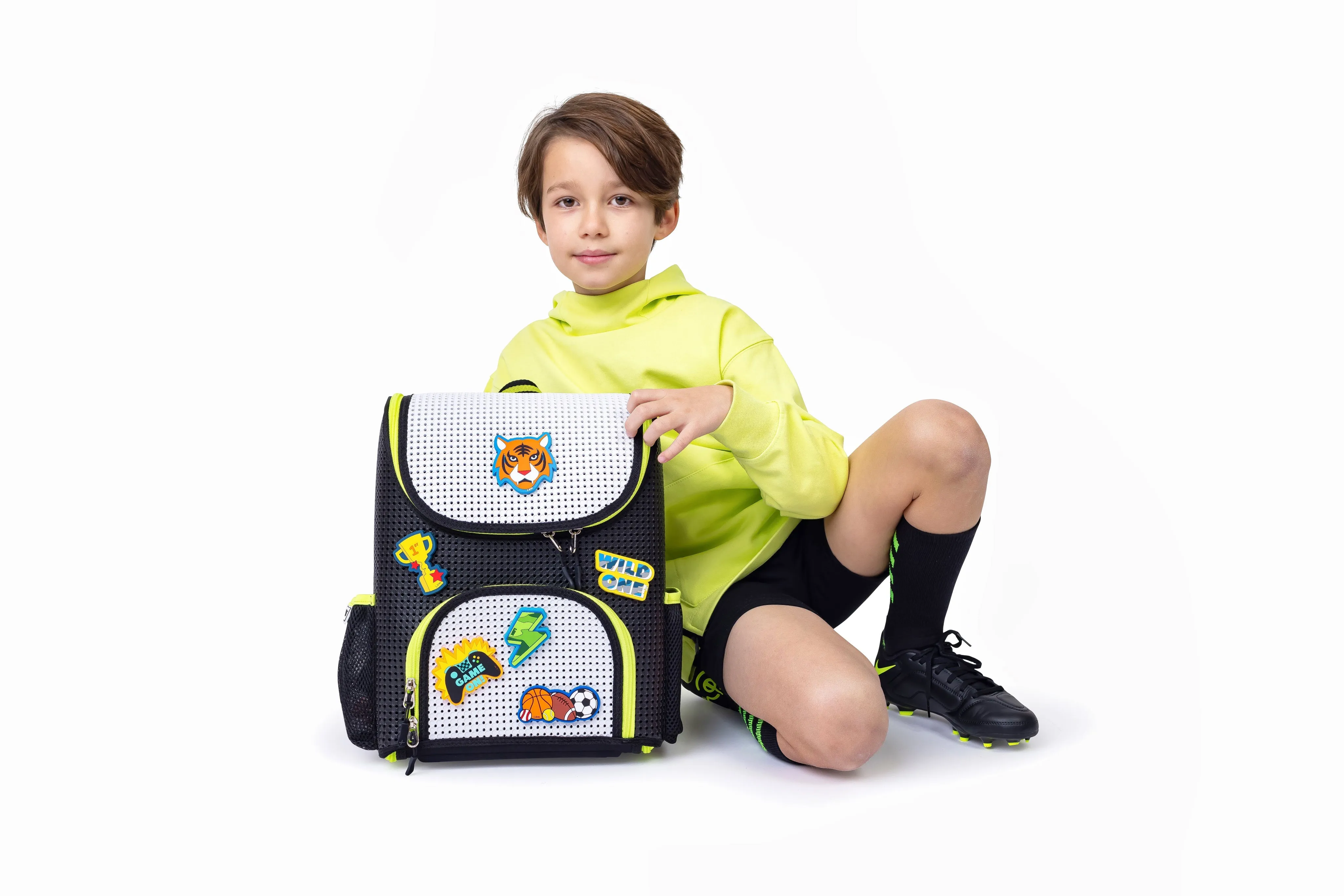 Student Backpack Neon Lime with Champ-red Set