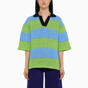 Sunnei    Sunnei Striped Knitted Polo Shirt