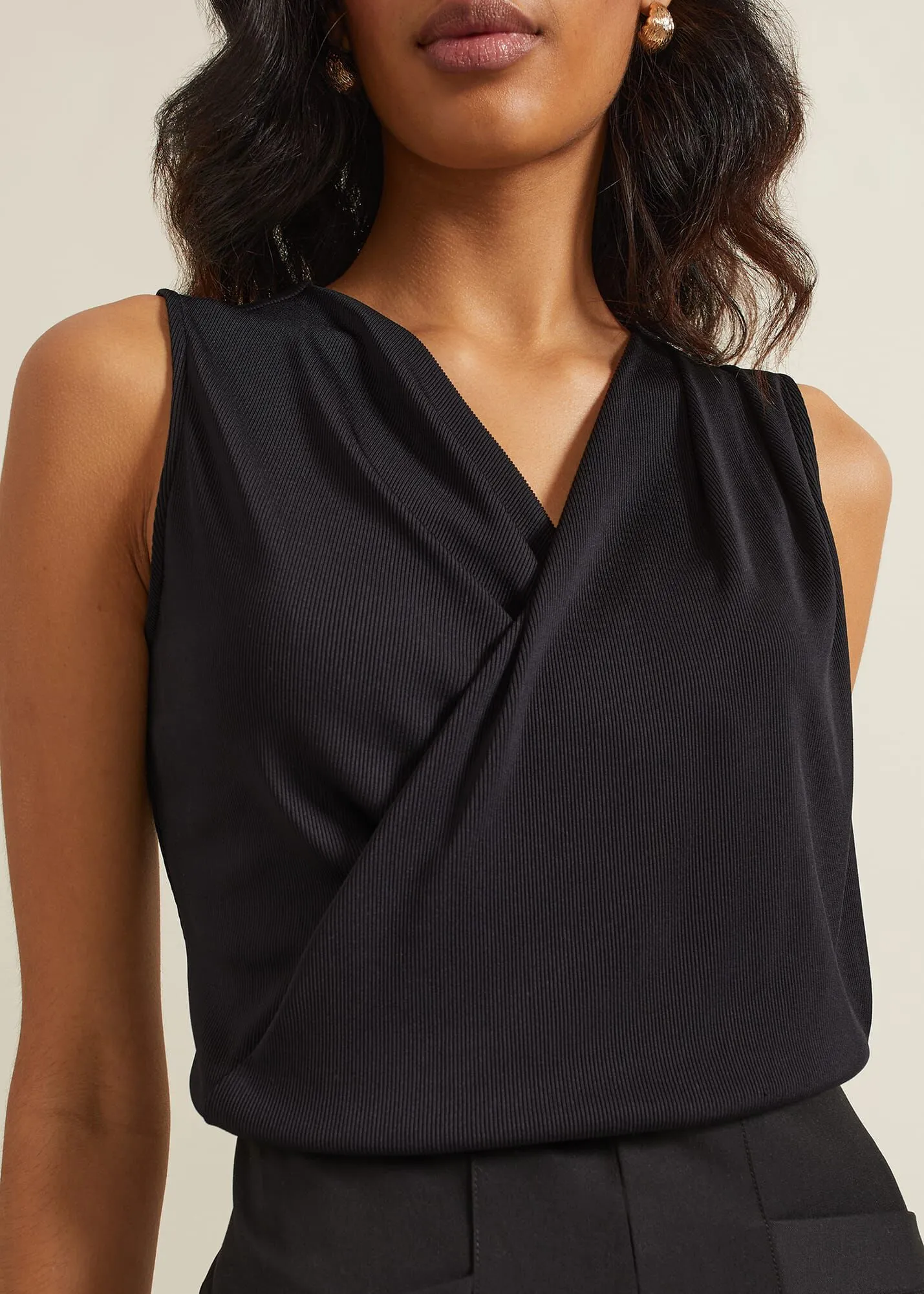 Sutton Sleeveless Drape Rib Top