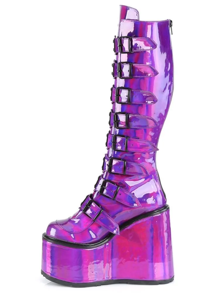 Swing 815 Purple Hologram Buckle Platform Boot