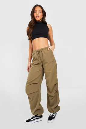 Tall Drawstring Low Rise Parachute Cargo Pants