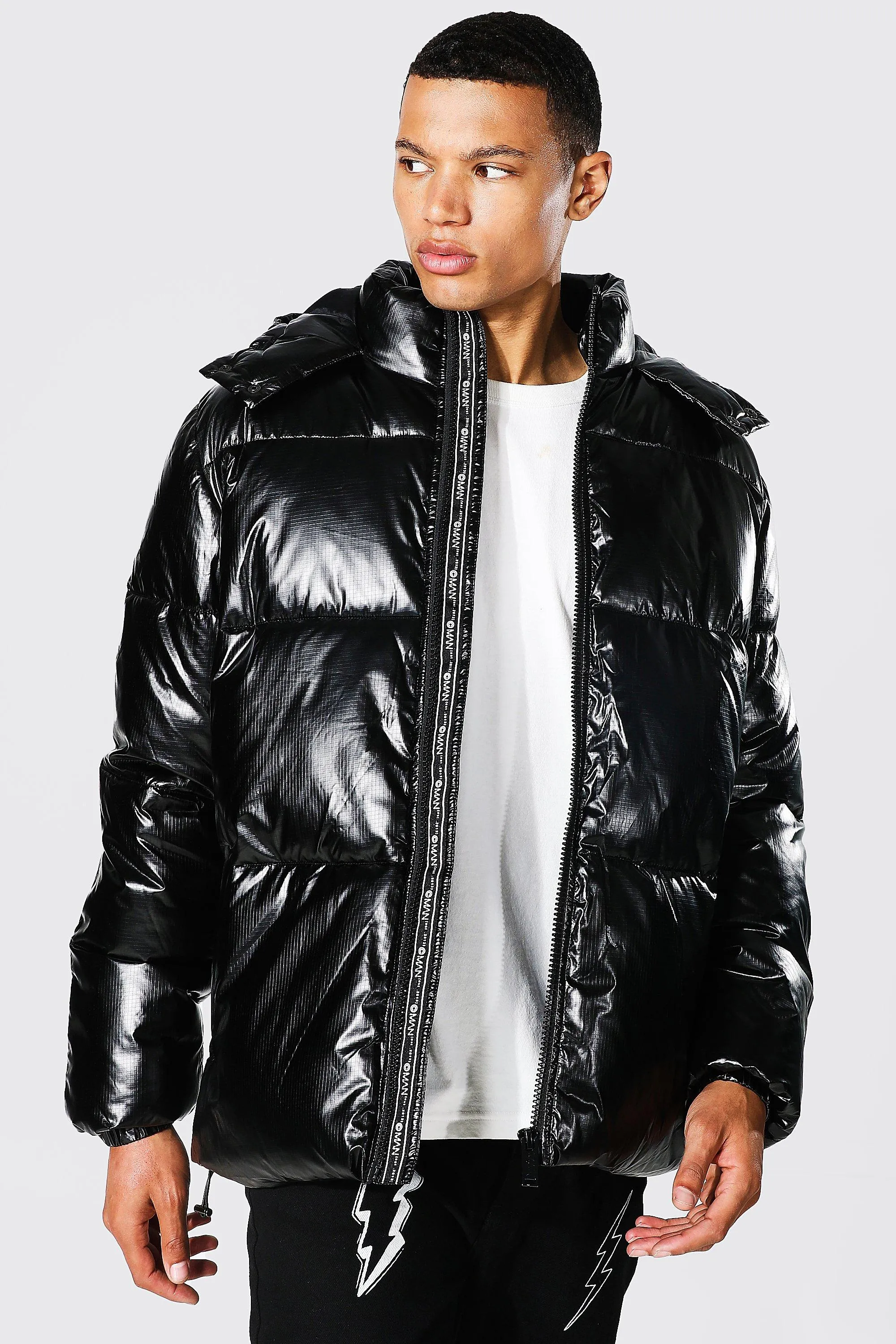 Tall Highshine Ripstop Man Print Tape Puffer