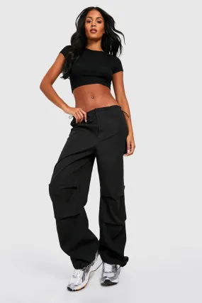 Tall Low Rise Elasticated Waist Parachute Cargo Pants