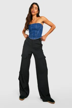 Tall Pocket Detail High Waisted Wide Leg Cargo Pants