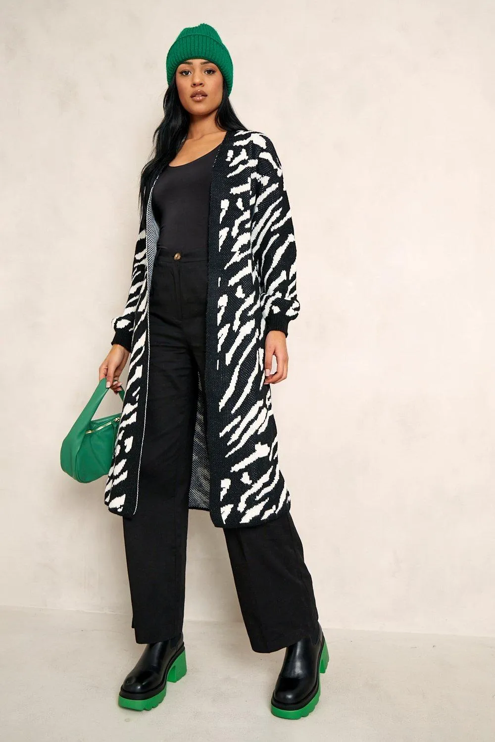 Tall Zebra Print Longline Cardigan