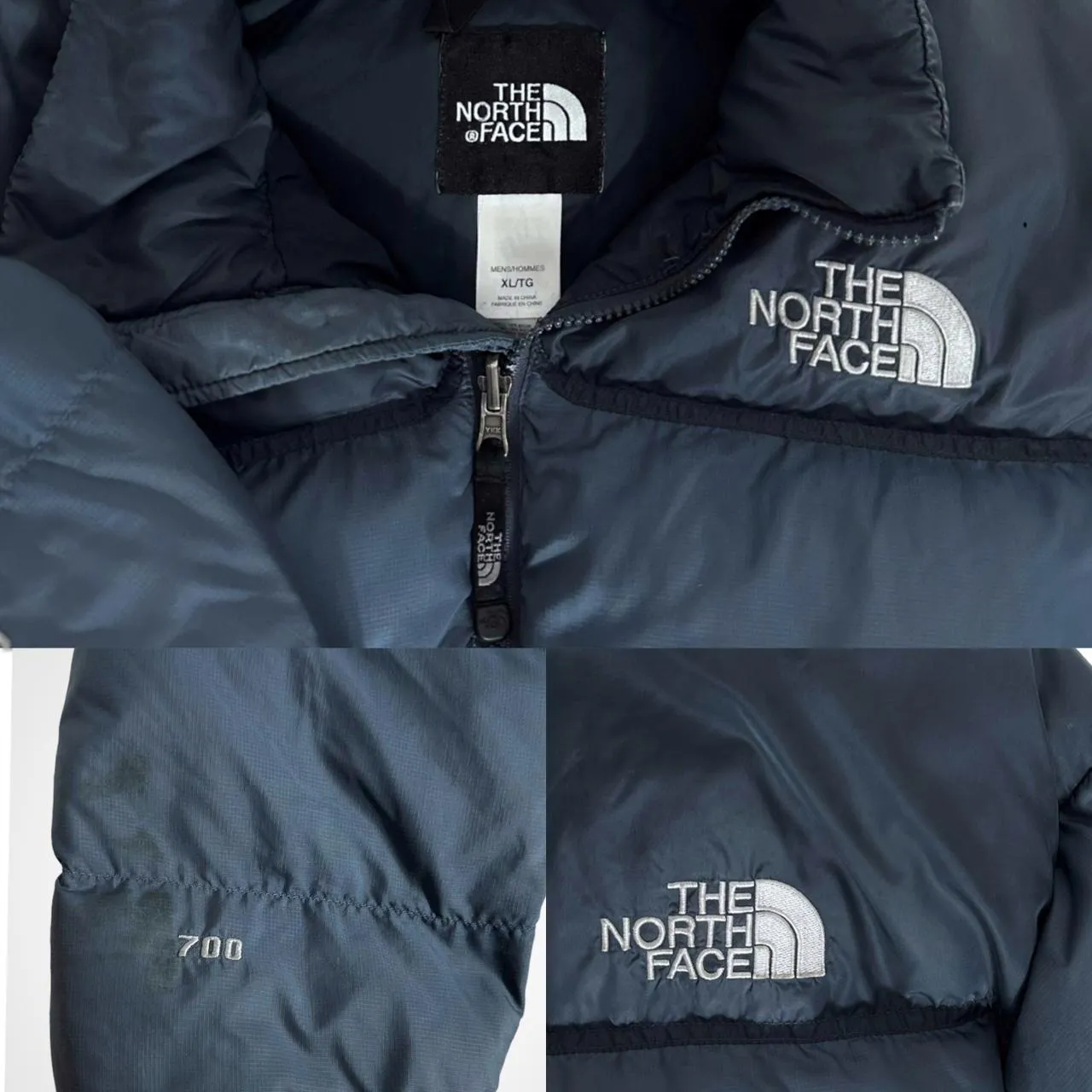 THE NORTH FACE 1996 NUPTSE 700- vintage puffer jacket in grey/blue with an embroidered white TNF spe-