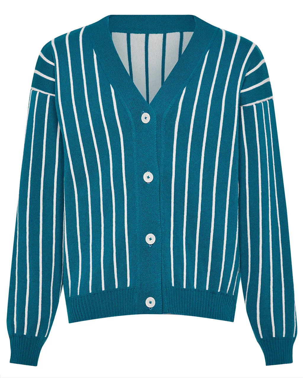 Thin Striped Wool & Cashmere Cardigan