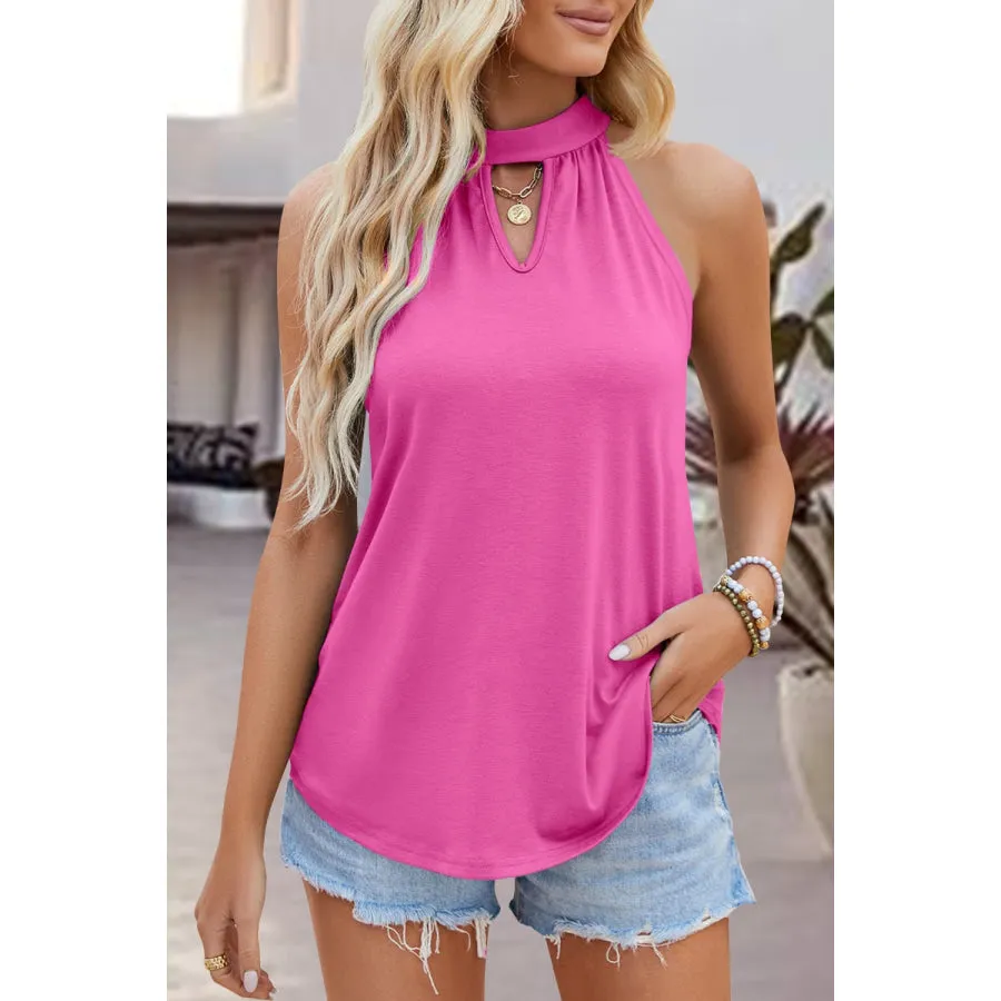 Tied Cutout Grecian Neck Tank