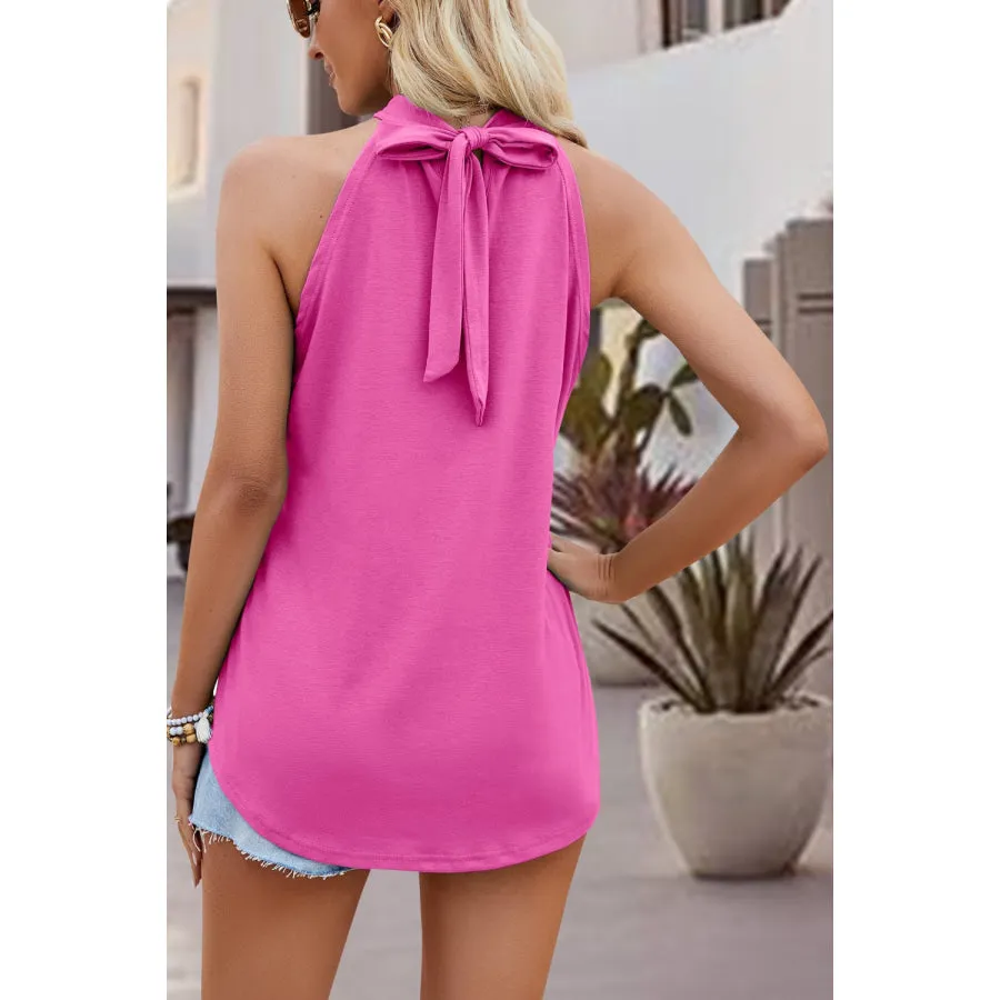 Tied Cutout Grecian Neck Tank