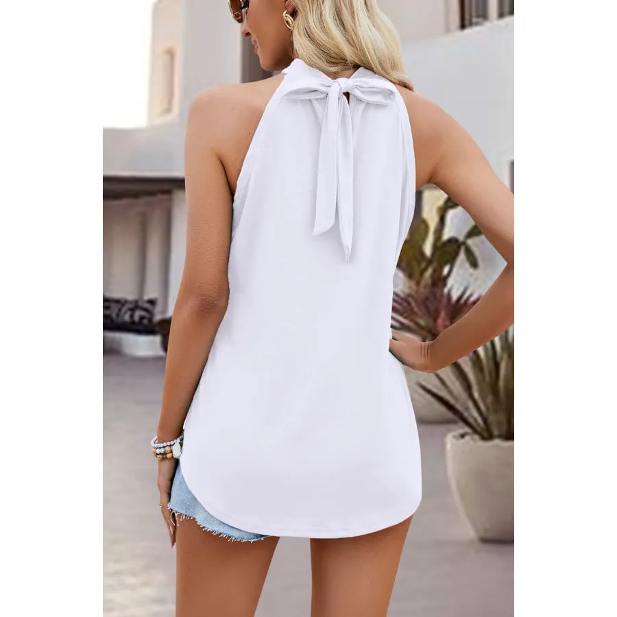 Tied Cutout Grecian Neck Tank