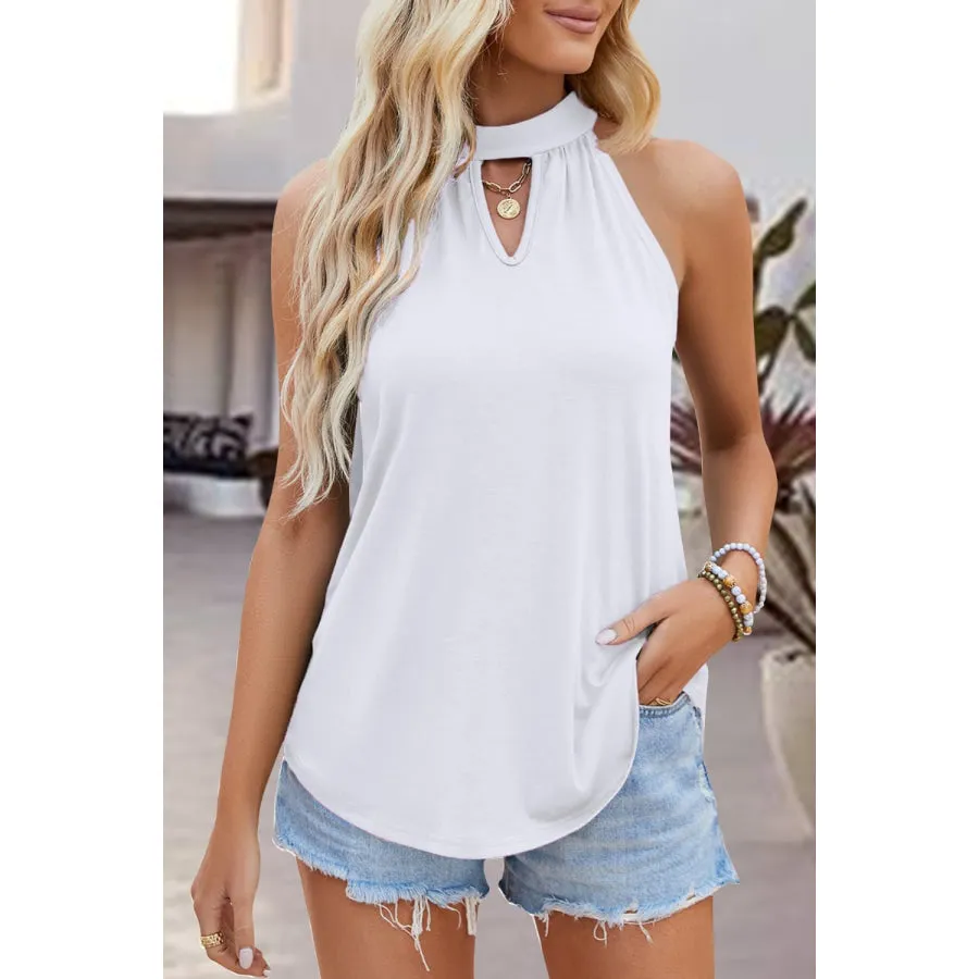 Tied Cutout Grecian Neck Tank