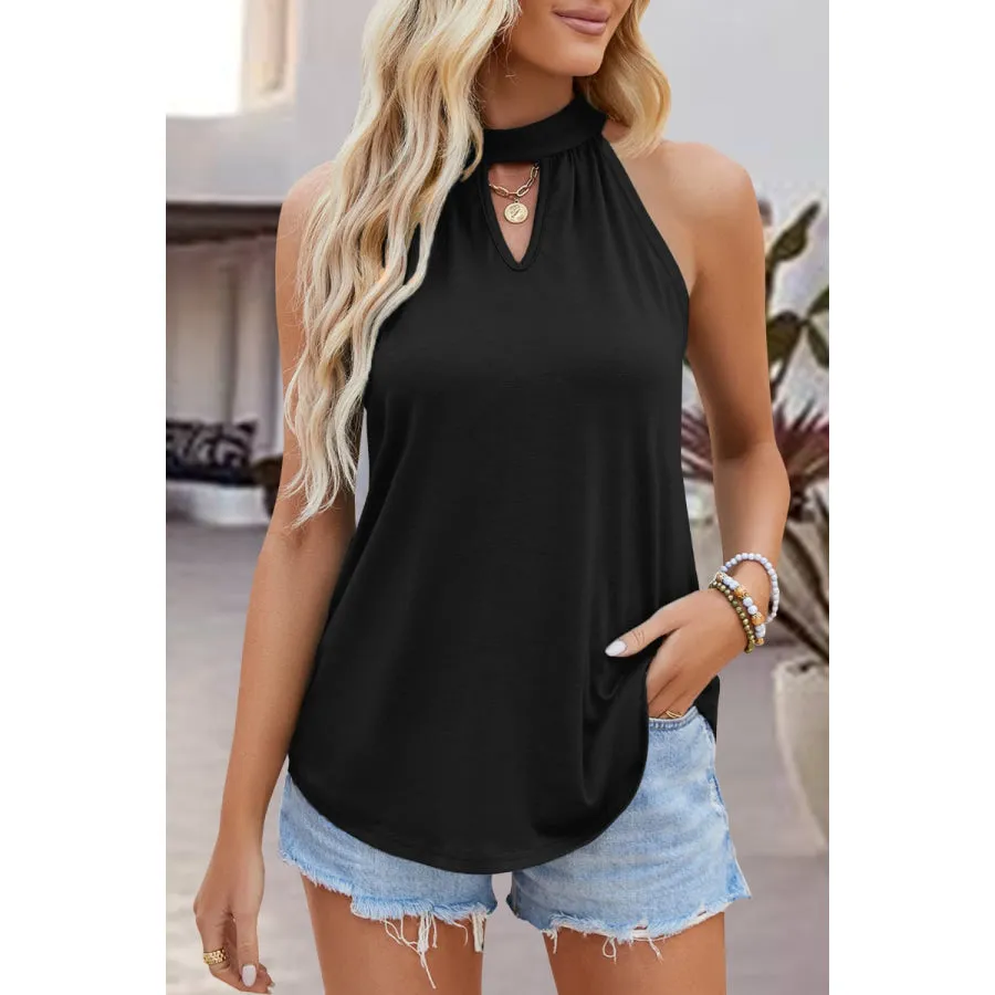 Tied Cutout Grecian Neck Tank