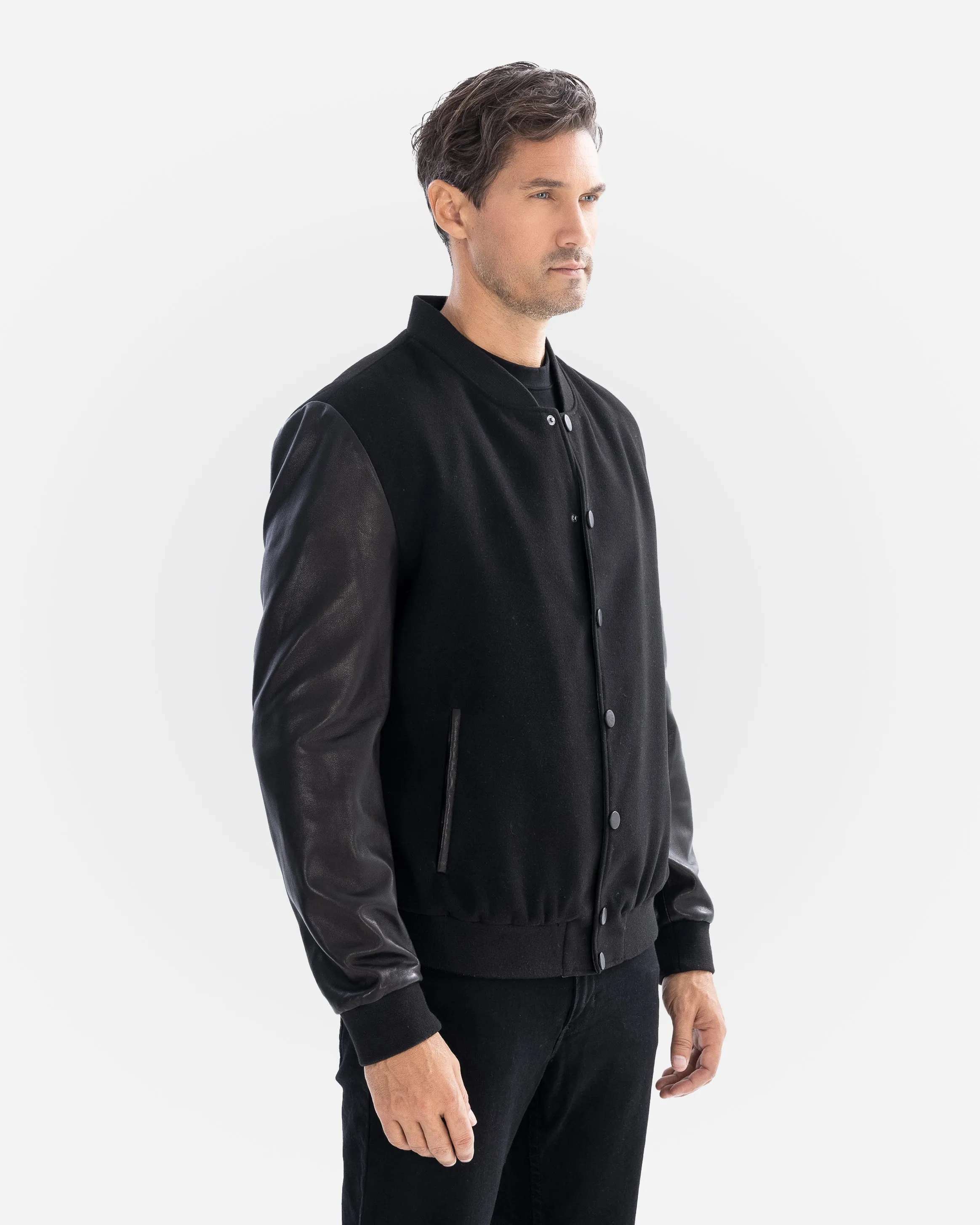 Tommy Bomber Jacket With Leather Sleeves