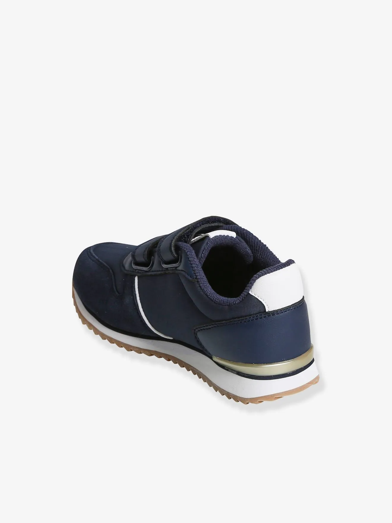 Touch-Fastening Trainers for Girls, Running Style - blue dark solid with design