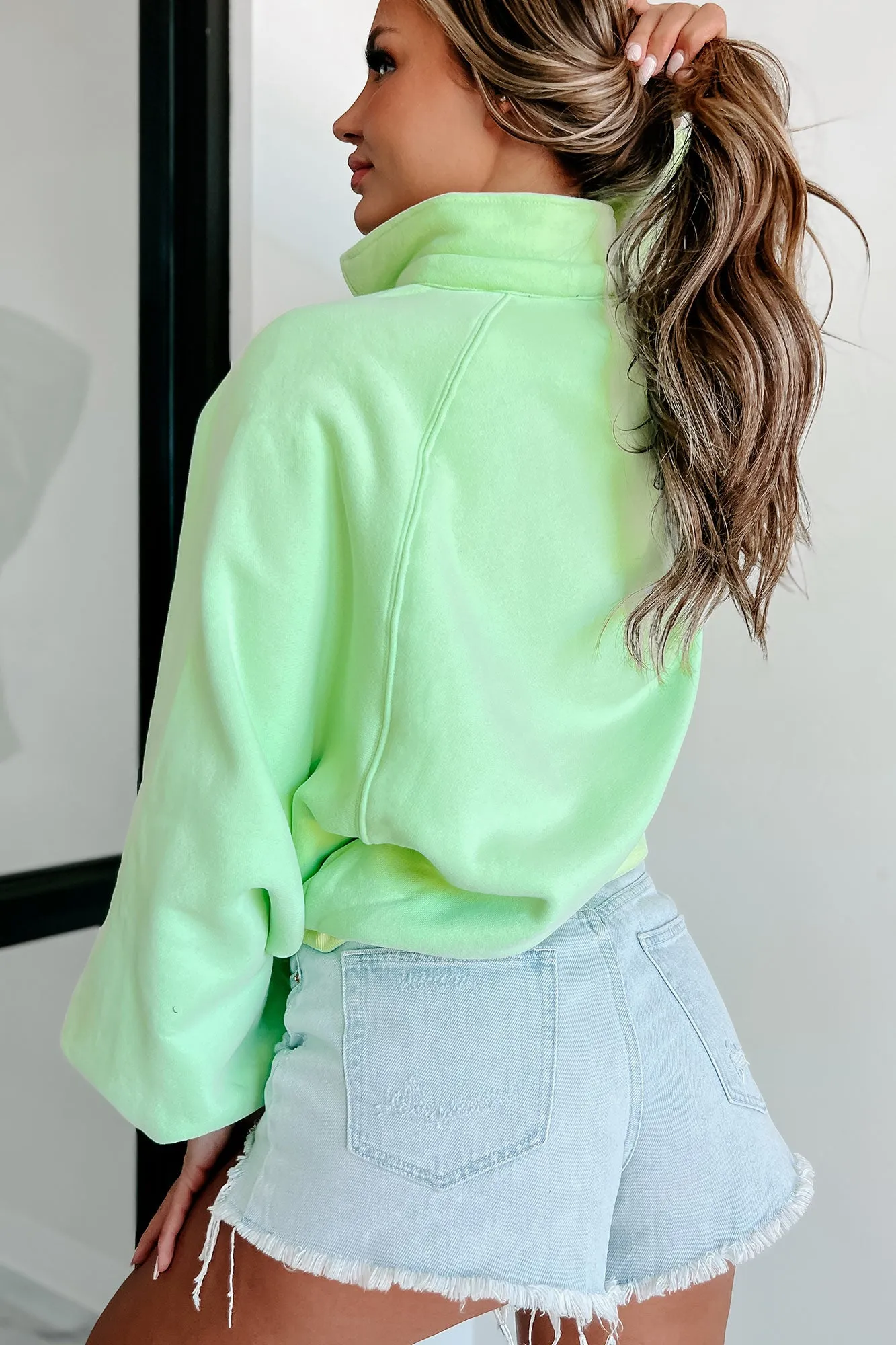 Turning The Page Snap-Button Pullover Sweatshirt (Apple Green)