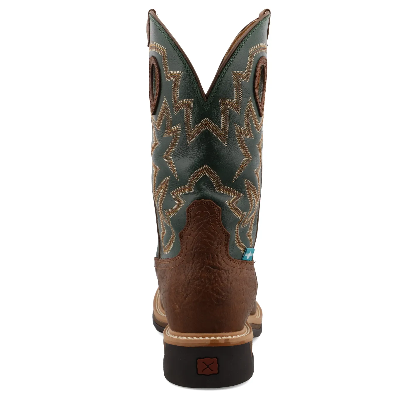 Twisted X Waterproof Western Work Boot – Distressed Saddle & Green