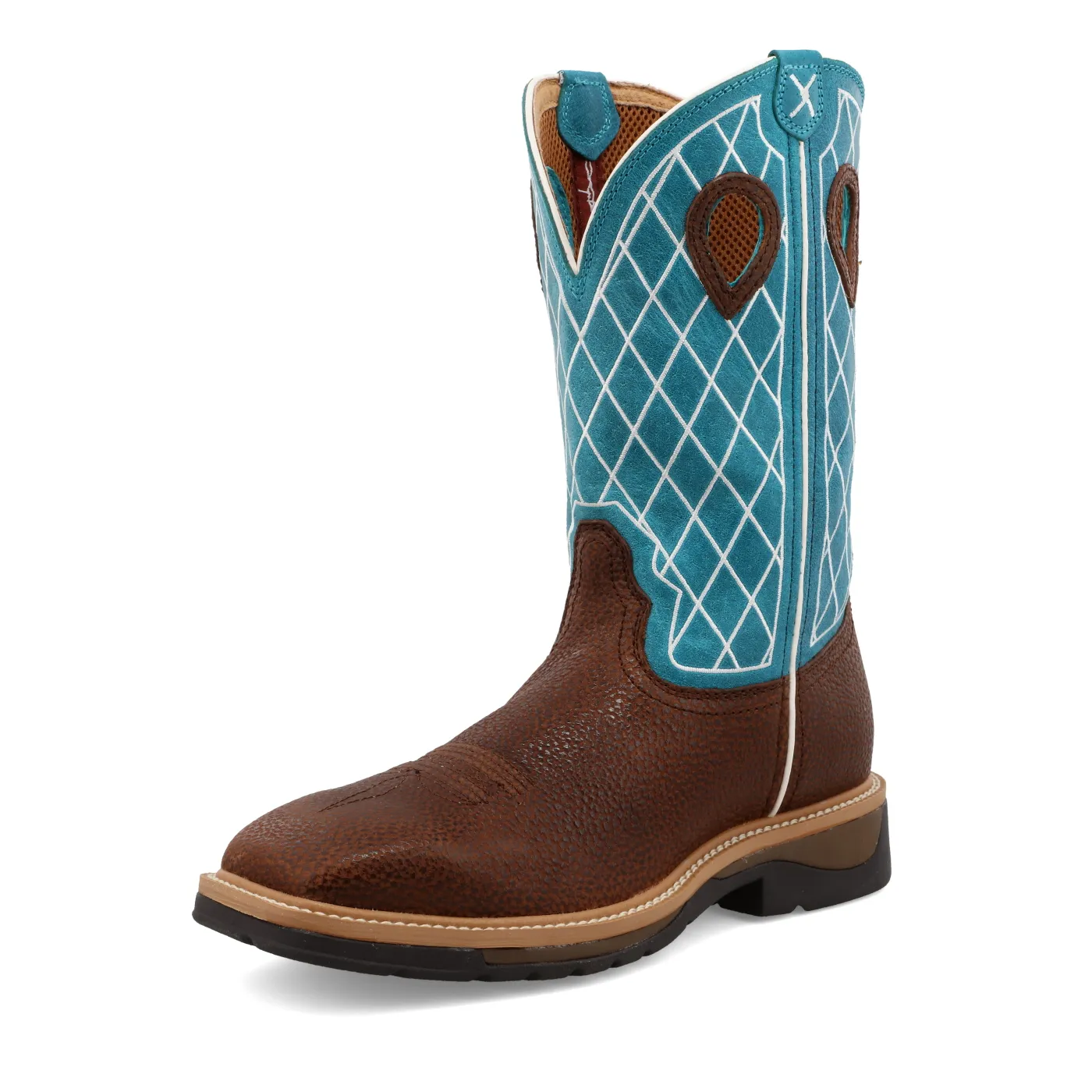 Twisted X Western Work Boot – Brown Distressed & Turquoise