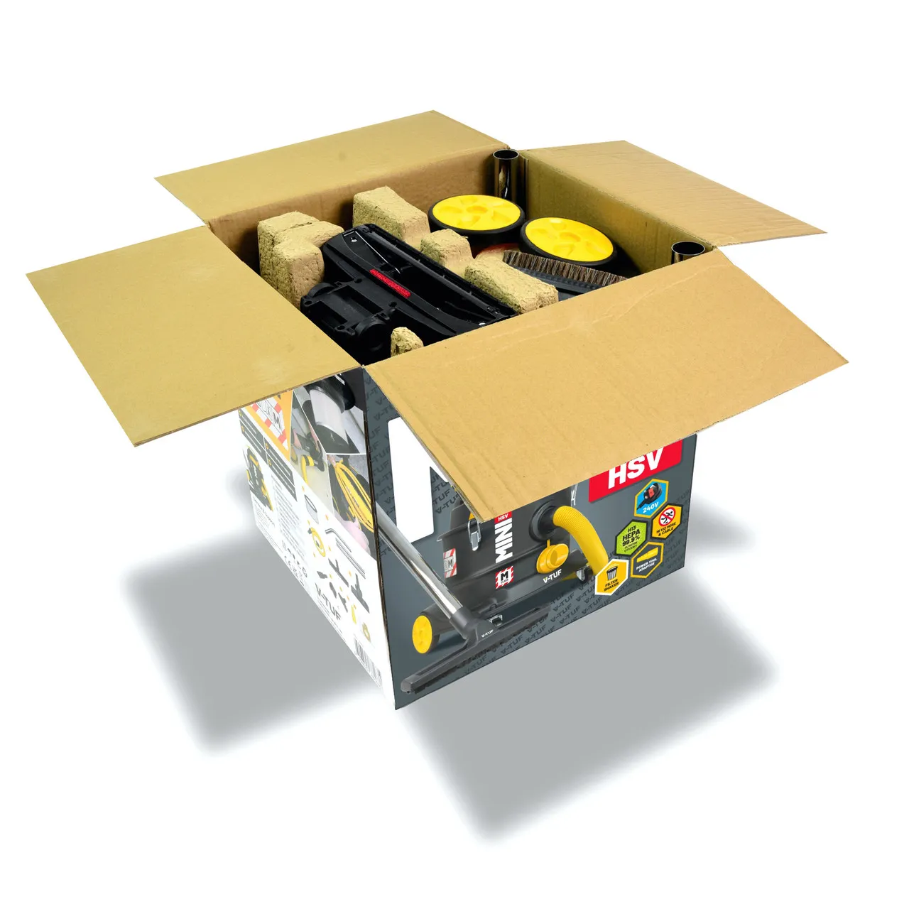 V-TUF MINI HSV M-Class Dust Extractor – Health & Safety Version with 5 Dust Bags (110V)