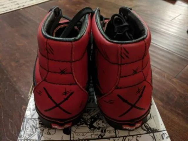 Vans x marvel deadpool red/black sk8 hi sneakers mens new rare