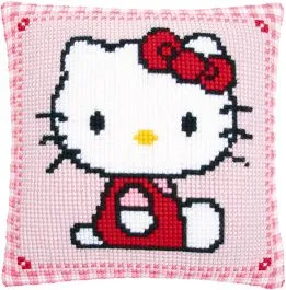 Vervaco Printed Cross Stitch Cushion Kit. Hello Kitty 1.