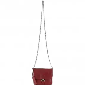 Vintage Mini Leather Cross Body Shoulder Bag With Chain Strap Red – G27