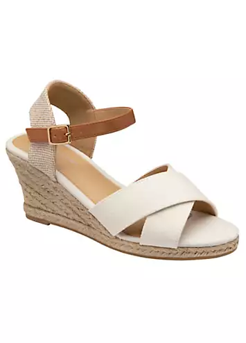 White Natalie Wedge Open Toe Sandals by Dunlop | Look Again