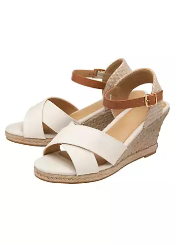 White Natalie Wedge Open Toe Sandals by Dunlop | Look Again