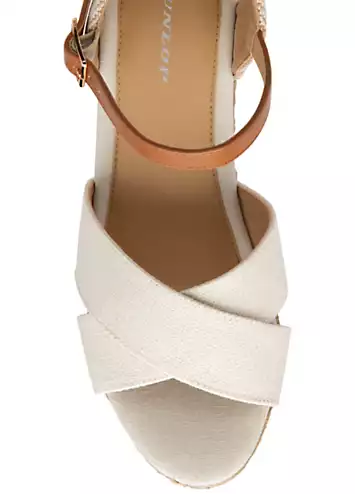 White Natalie Wedge Open Toe Sandals by Dunlop | Look Again