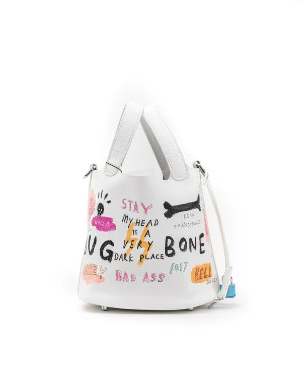 White Paint Cube Bag - Bone