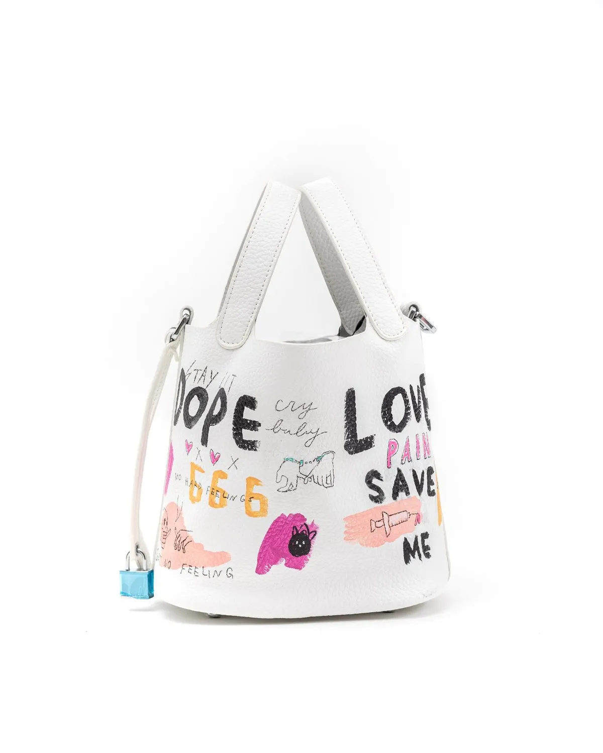 White Paint Cube Bag - Bone