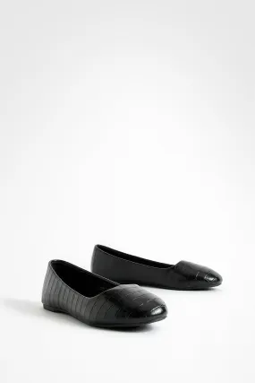 Wide Width Croc Slipper Ballet Flats