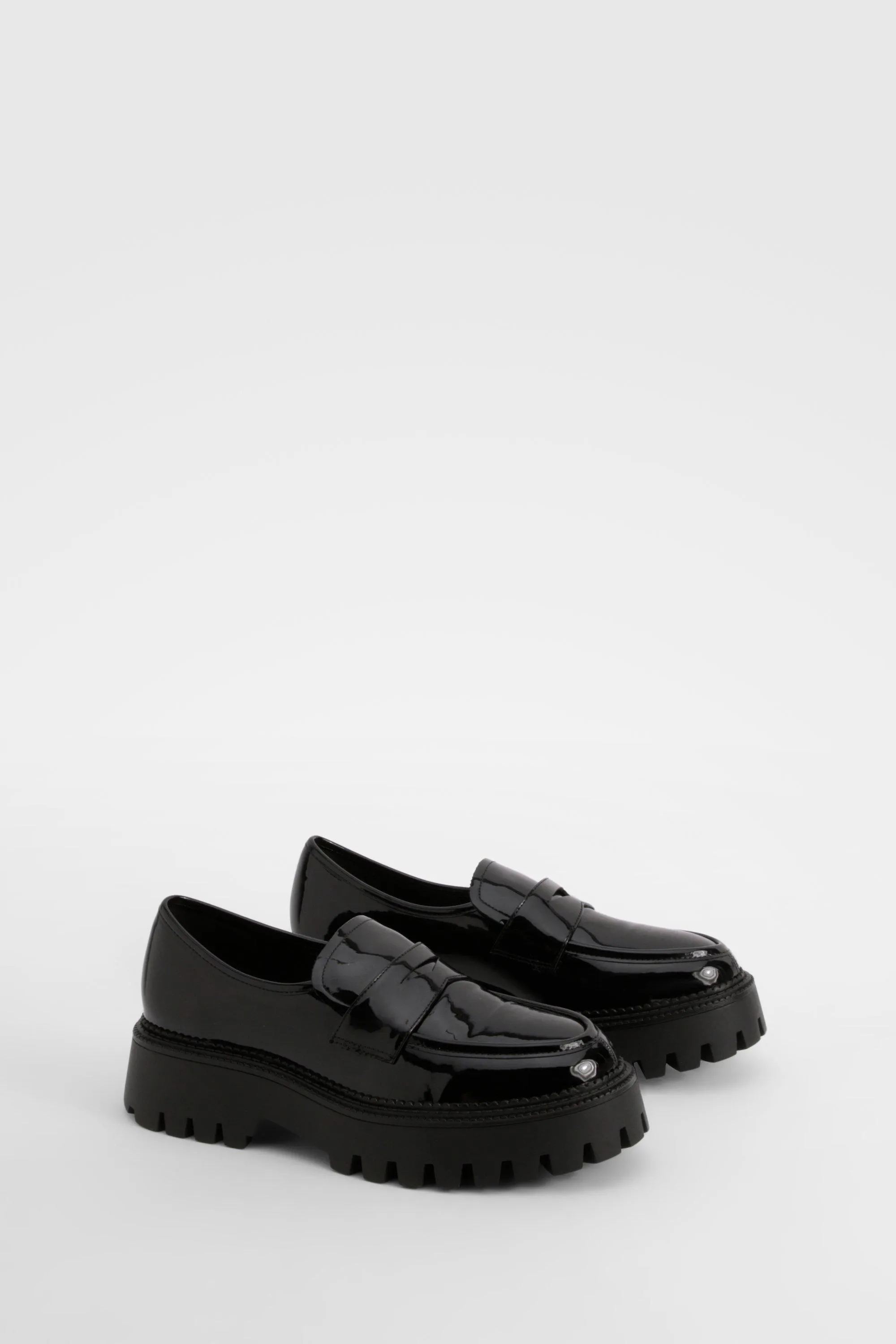 Wide Width Patent Chunky Sole Loafers