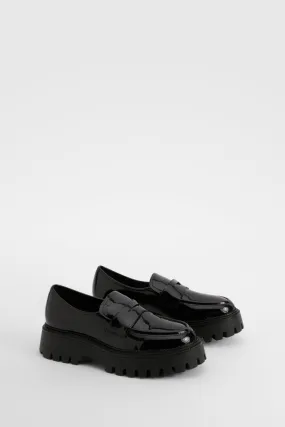 Wide Width Patent Chunky Sole Loafers