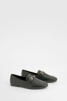 Wide Width Round Toe Single Bar Trim Loafers