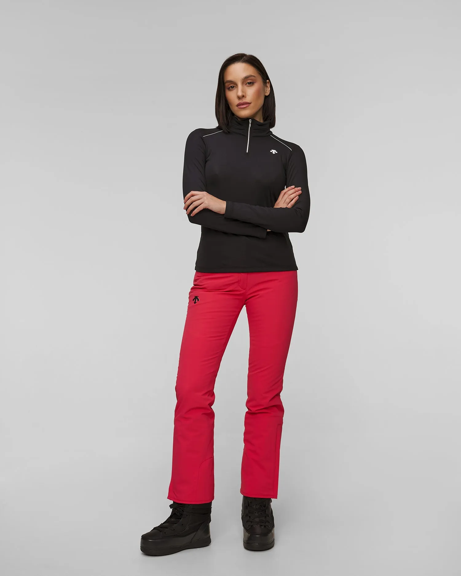 Women's zip-up turtleneck Descente Shoulder Trim DWWYGB31-blk