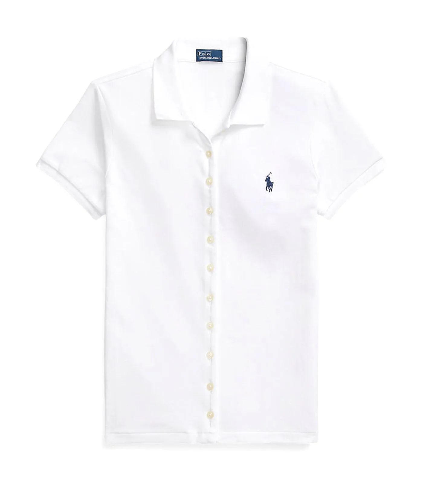 Women's Buttoned-Placket Polo Shirt White