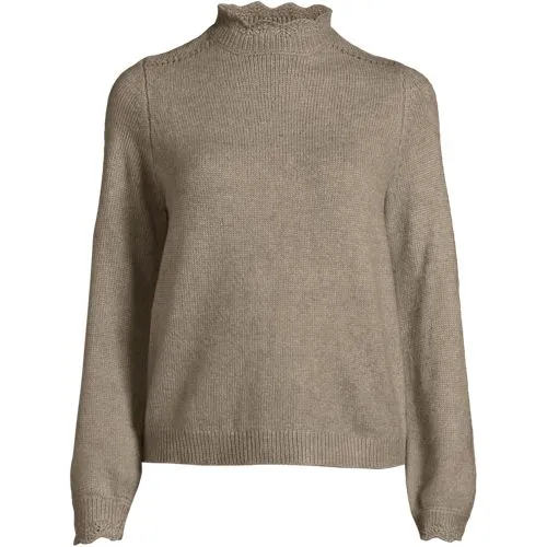 Women's Polo Neck Pointelle Jumper