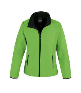 Womens/ladies printable soft shell jacket vivid green/black Result Core