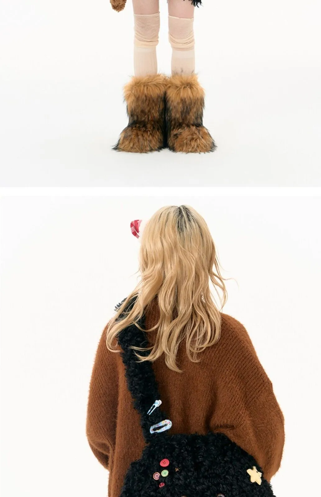 Yang Er Teddy Plush Puppy High-End Single Shoulder Crossbody Bag Furry Round Bag
