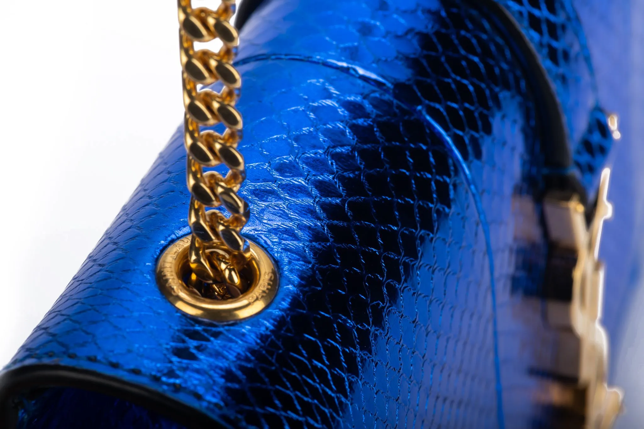 YSL New Blue Python Cross Body Bag