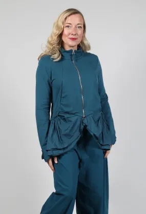 Zip Front Peplum Jacket in Ink